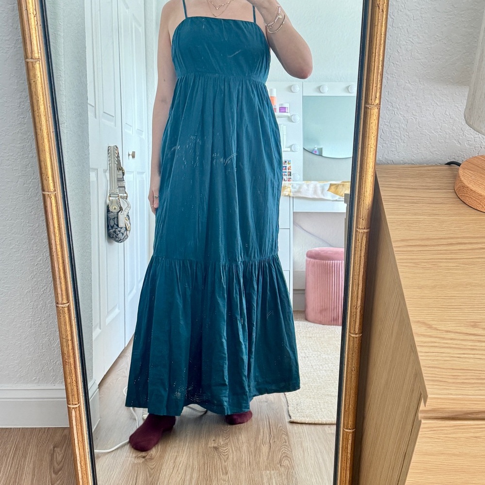 Abercrombie Low Back Teal Maxi Dress- Size Small